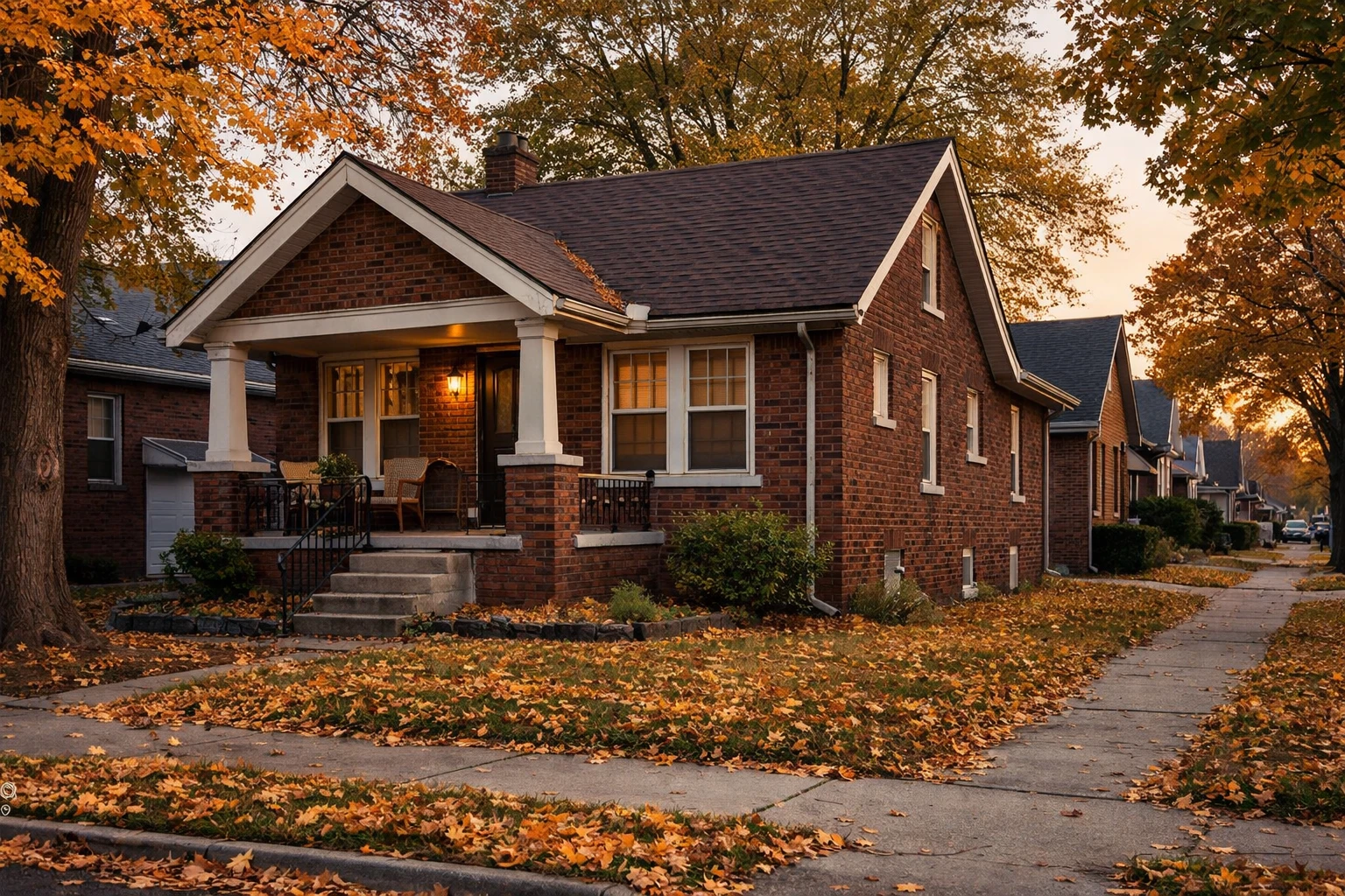 Older brick bungalow in a quiet Detroit neighborhood typical of homes that families often inherit.