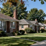 similar brick ranch houses in a residential neighborhood used for home value comparison