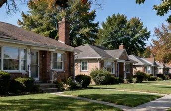 similar brick ranch houses in a residential neighborhood used for home value comparison